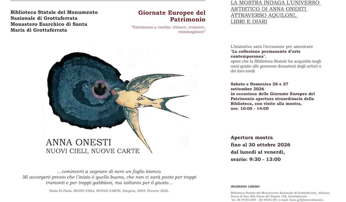 Opere su carta dell’artista Anna Onesti all’Abbazia Greca di San Nilo a Grottaferrata